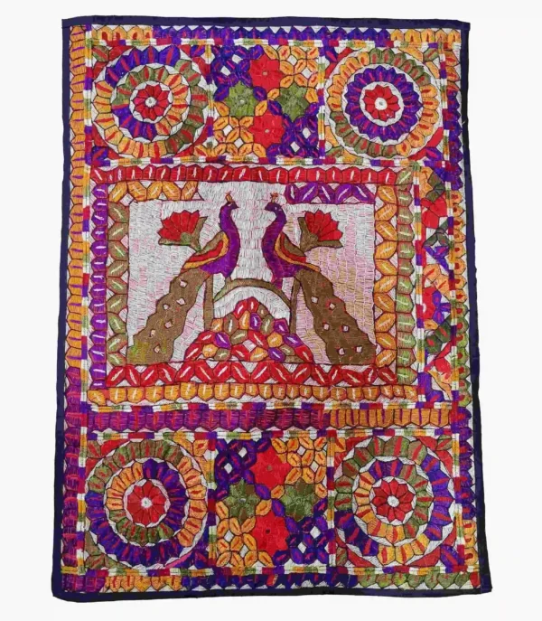 A hand embroidered wall hanging from Tharparkar Pakistan